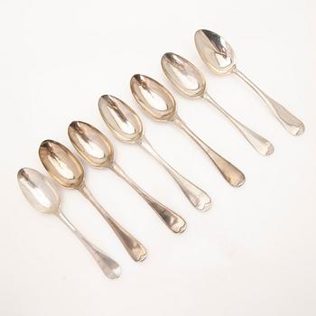 Collection of tablespoons, 28 pieces, silver, by 9 different master silversmiths, Kristianstad, 18th/19th century.