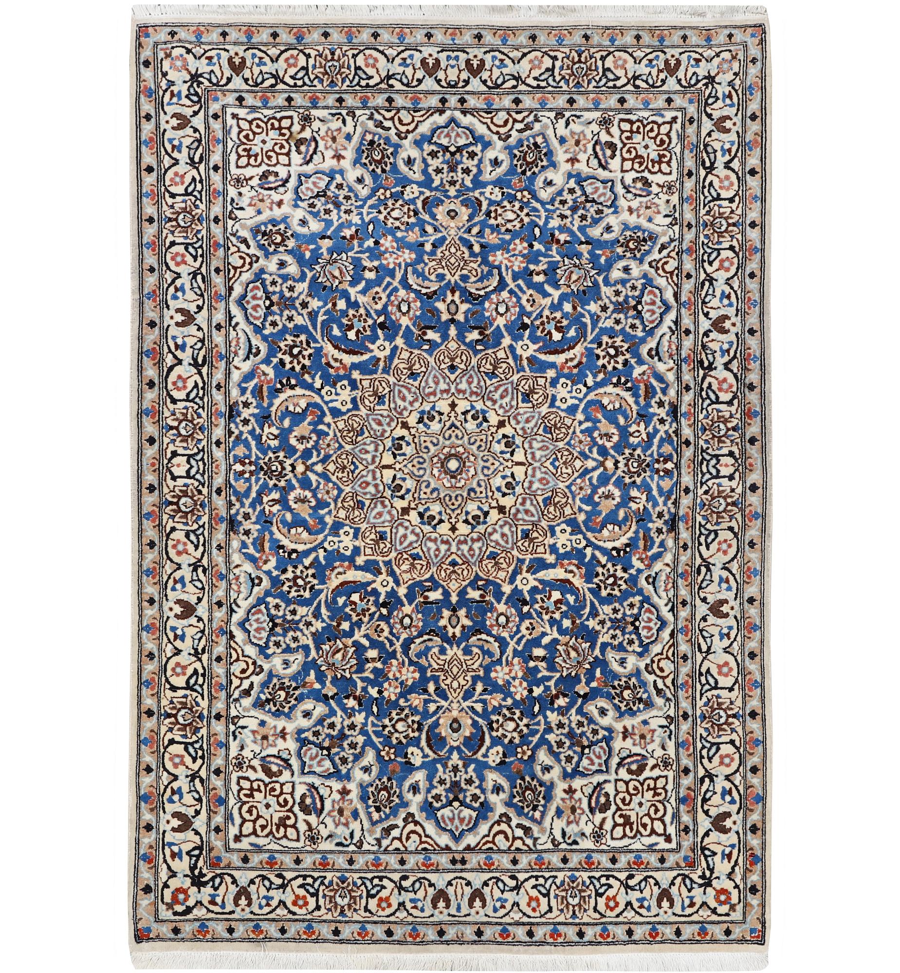 A Nain rug, part silk, 9 laa, c. 190 x 118 cm.