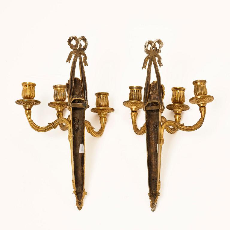 Appliquer, ett par, för tre ljus, Nordeuropa, sent 1700-tal, Louis XVI.