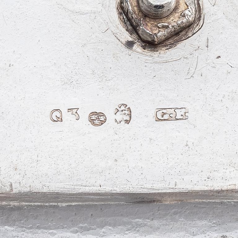 A pair of Swedish silver candlesticks, marks of Gustaf Folcker, Stockholm 1825.