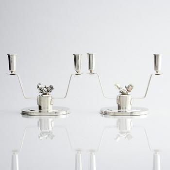 Carl Fredrik Carlman, a pair of silver candlesticks, design by Per Sköld, Stockholm, Sweden 1945.