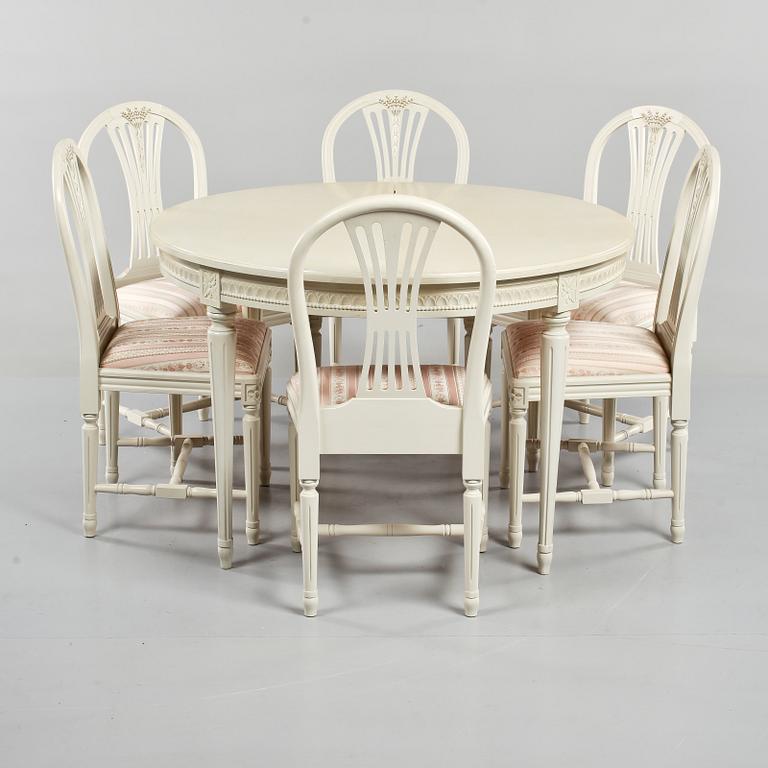 MATGRUPP, 7 delar, gustaviansk stil, 1900-talets andra hälft.