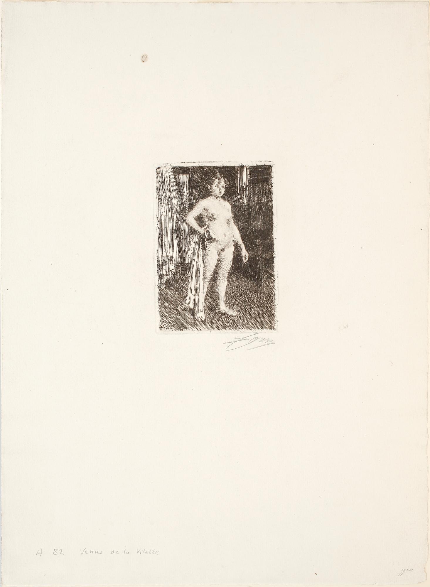 ANDERS ZORN, etsning, utförd 1893, signerad med blyerts.