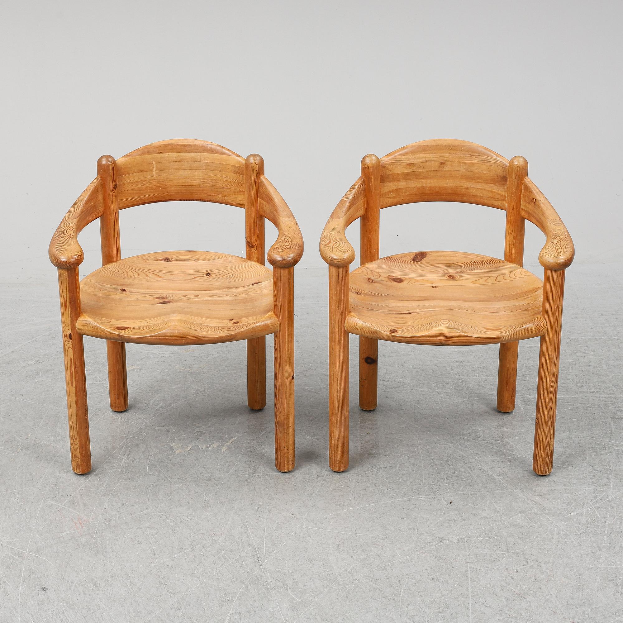 A group of five pine chairs, , Rainer Daumiller, Denmark, 1960/70s.