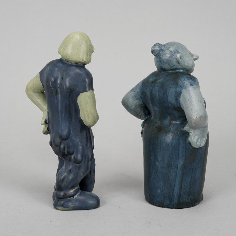 Åke Holm, two signed stoneware figurines.