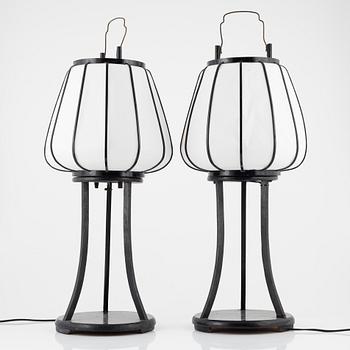 A pair of Japanese  tablelamps / Andon lamps, 20th century.