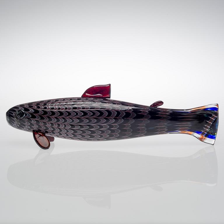 OIVA TOIKKA, ART GLASS. Fish. Signed Oiva Toikka Nuutajärvi Notsjö 1987.