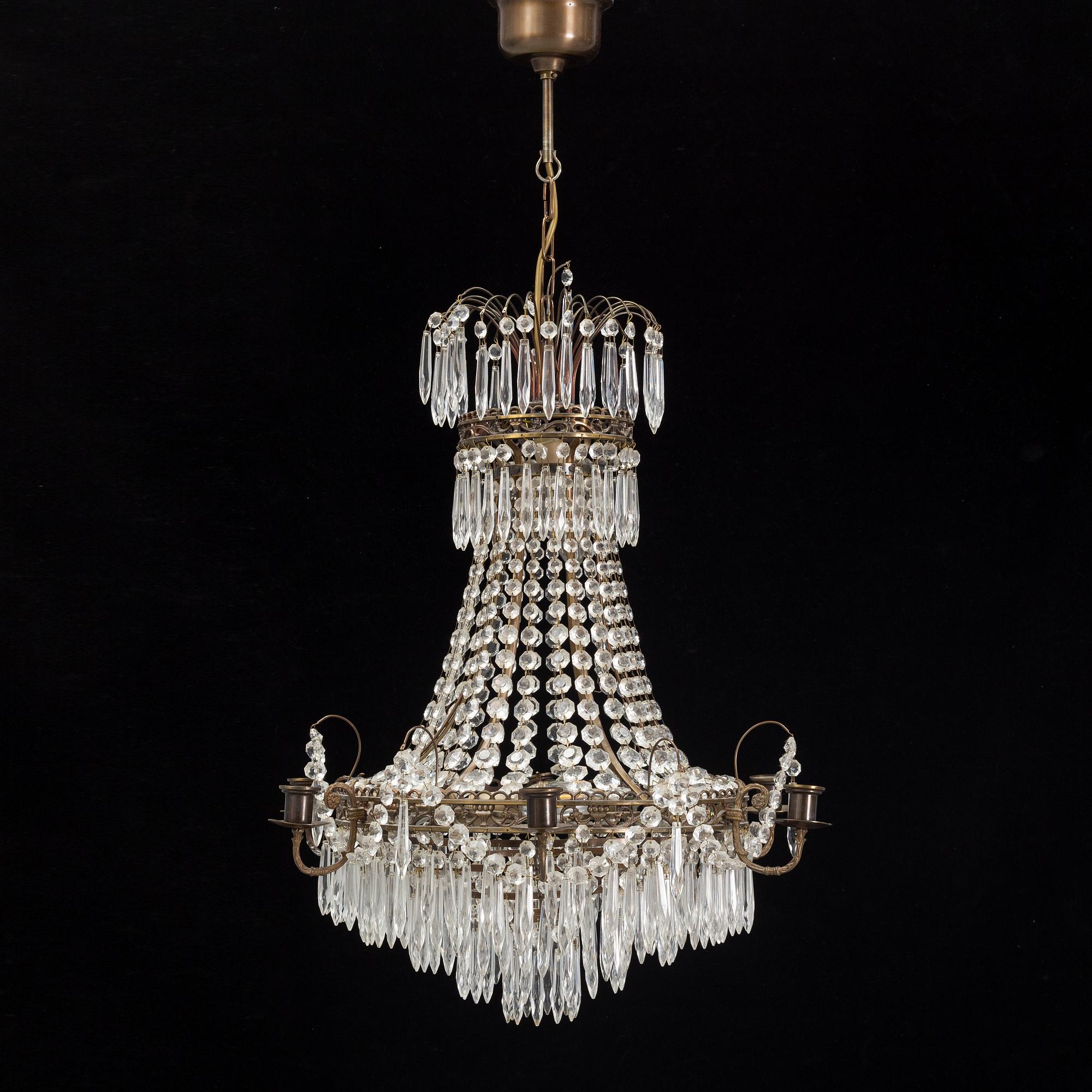 An Empire style chandelier, mid 20th century.