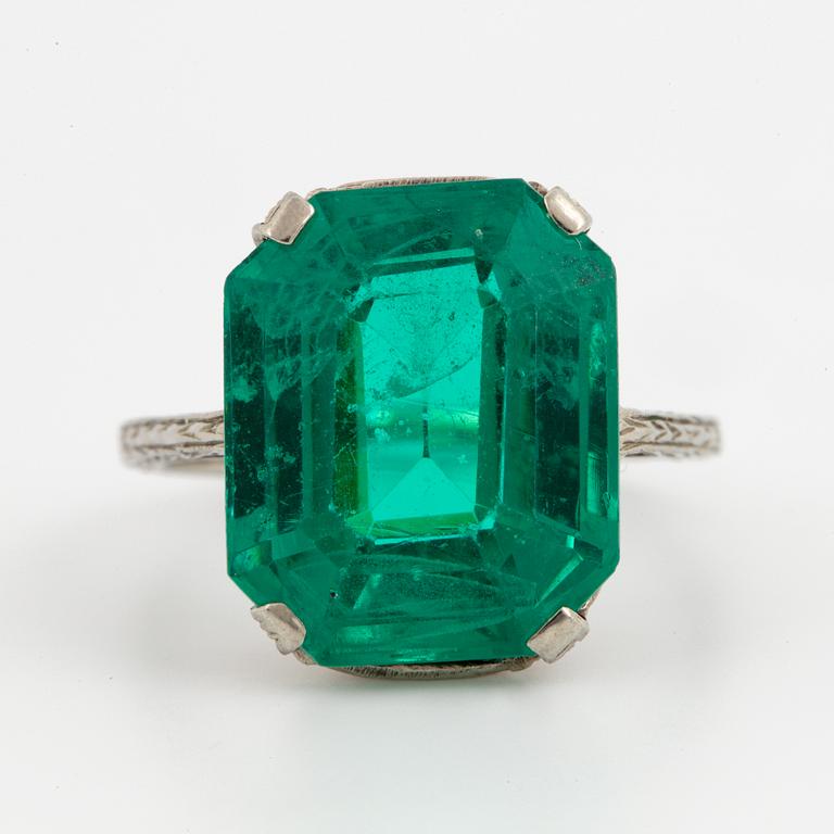 Synthetic emerald cocktail ring.