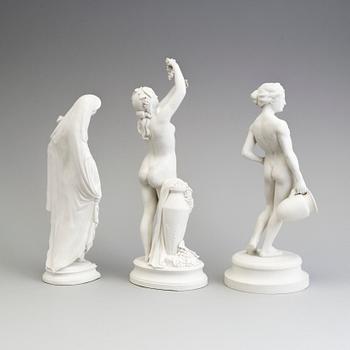 FIGURER, tre st, parian, Gustafsberg, sekelskiftet 1900.