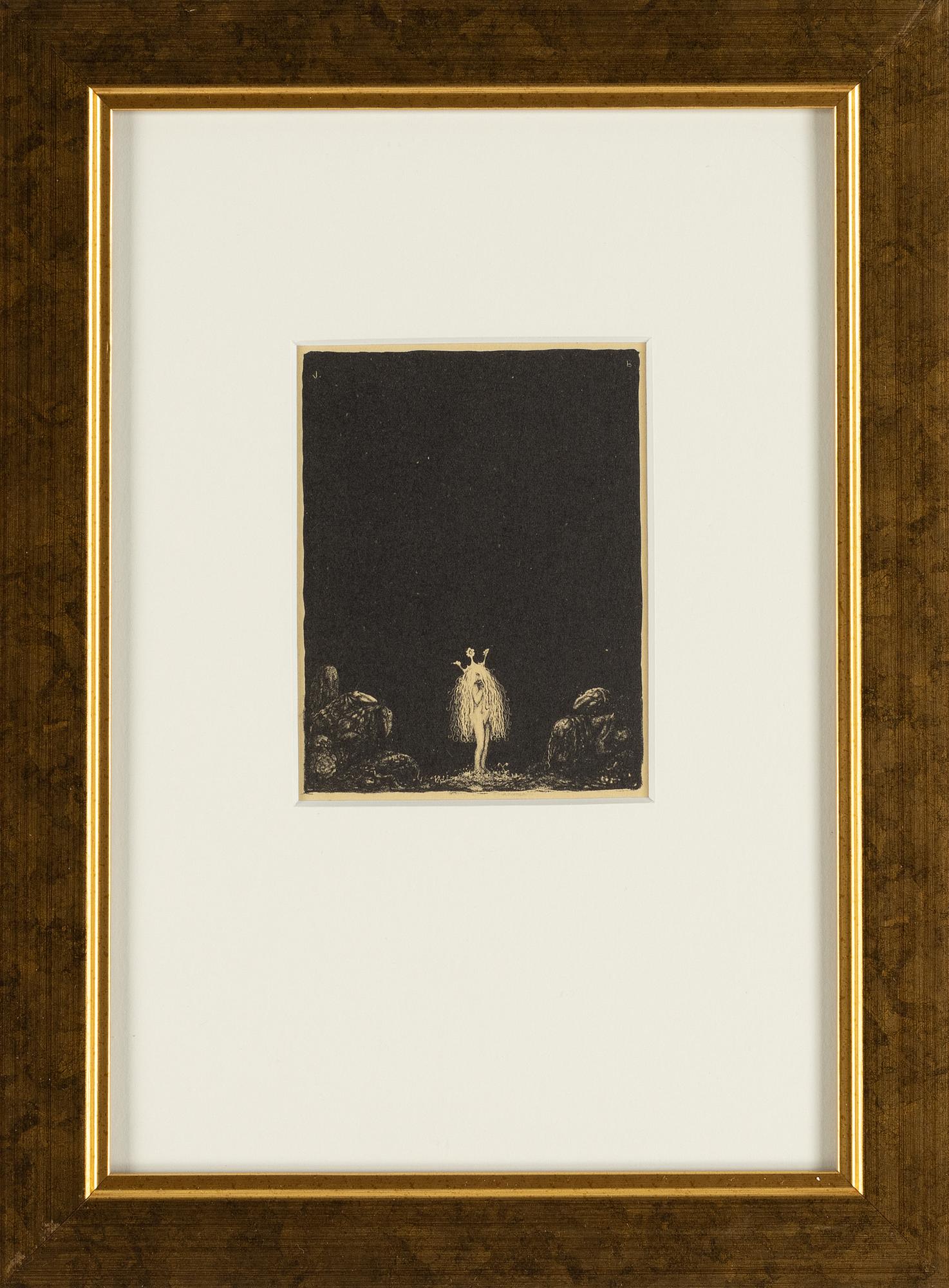 John Bauer, litografi, ur sviten: "Troll", 1915, signerad J B i trycket.