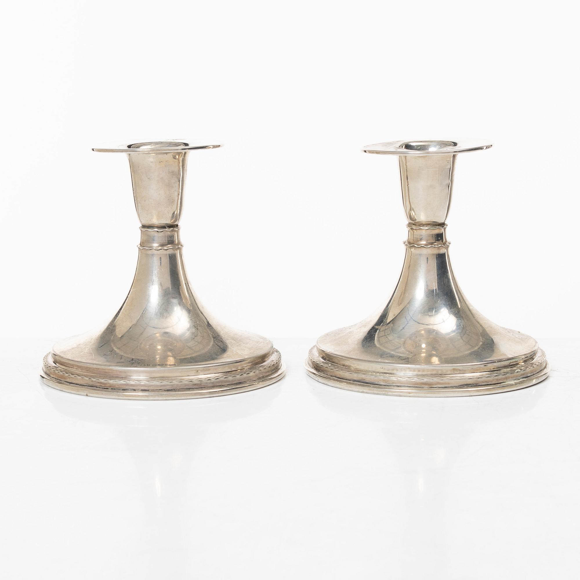 Candelsticks, 3 pairs, silver, Sweden, 1947-60.
