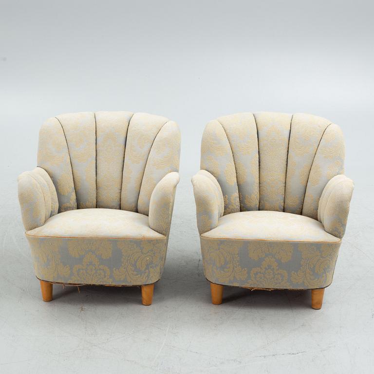 Armchairs, a pair, Swedish modern, first half of the 20th century.