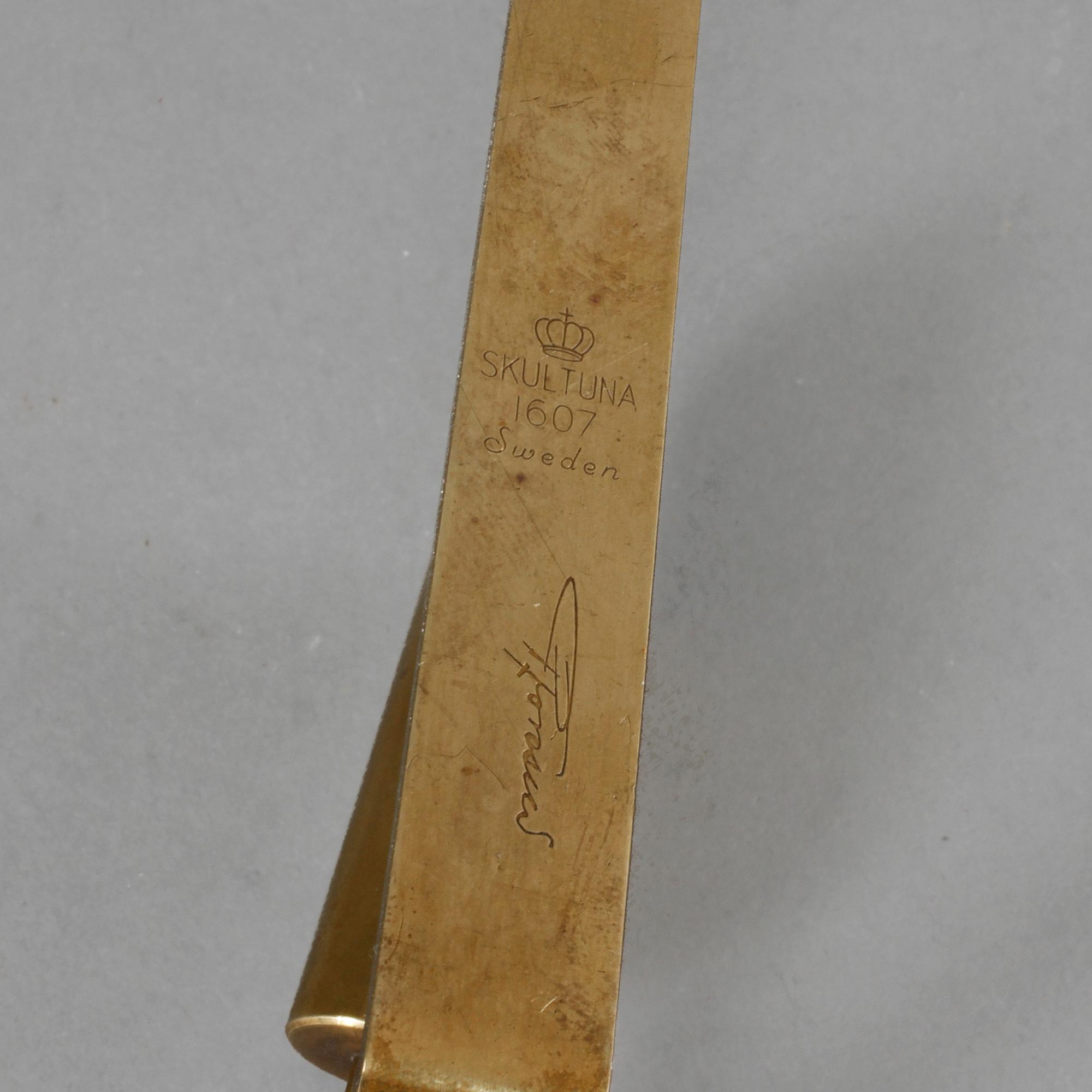 VÄGGLAMPETTER, ett par, mässing, "Pendel", Pierre Forsell, Skultuna, 1900-talets fjärde kvartal.