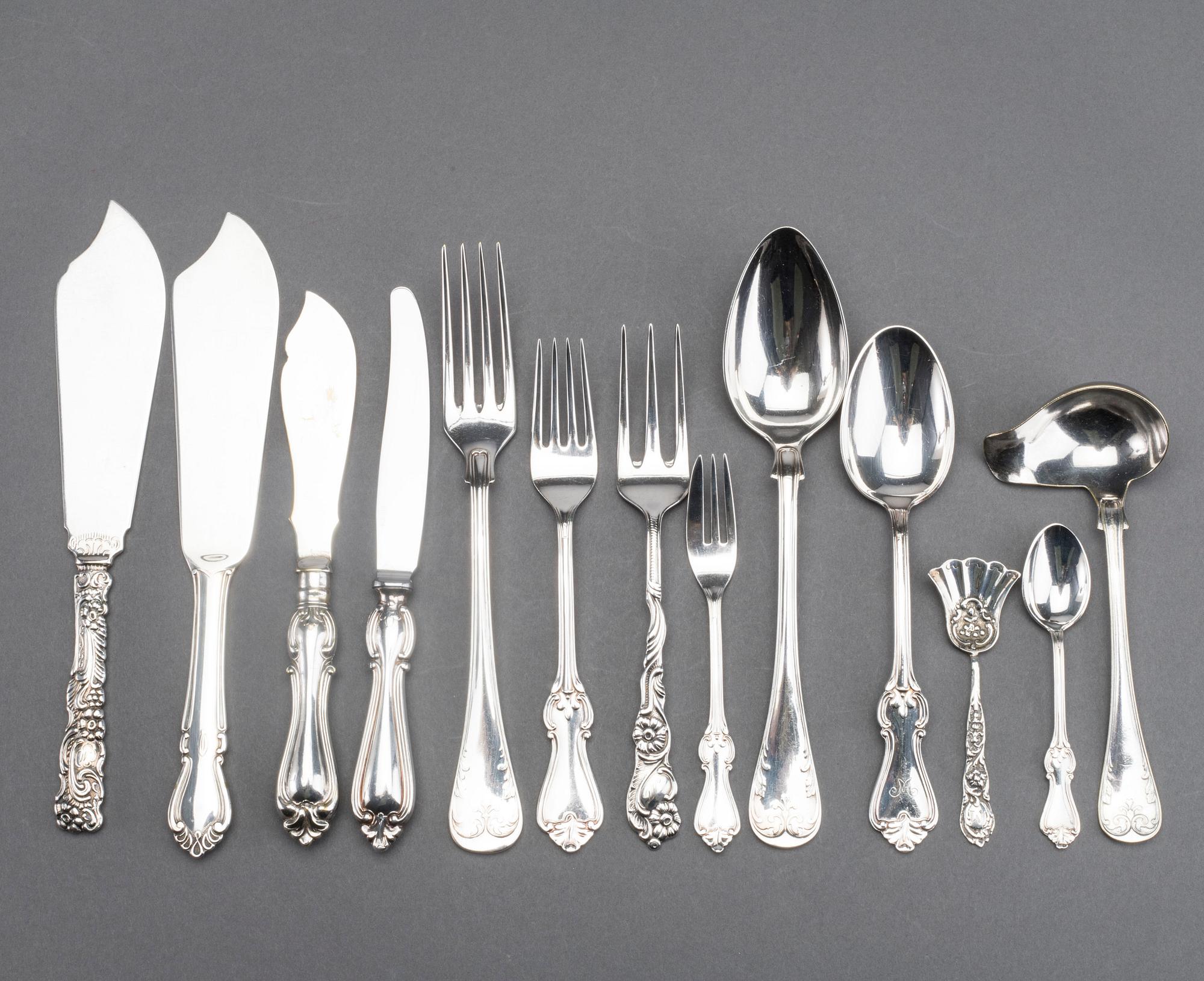 A 64-piece pewter flaware service model "Olga", 20th century.