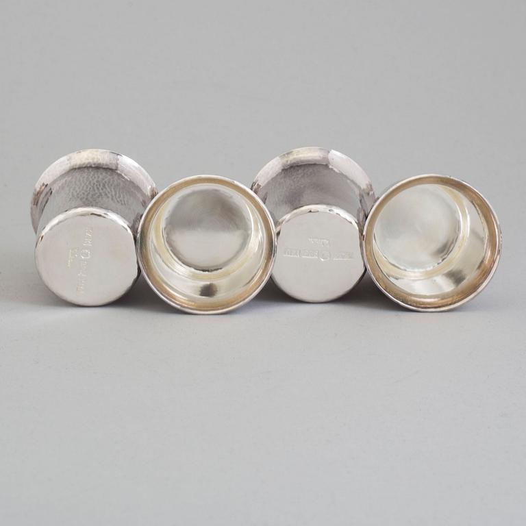 EINAR TELANDER, bägare, sex stycken, silver, 592 gram, 1990-tal.
