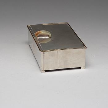 Nils Fougstedt, a pewter, brass and nephrite box, Svenskt Tenn, Stockholm 1944.