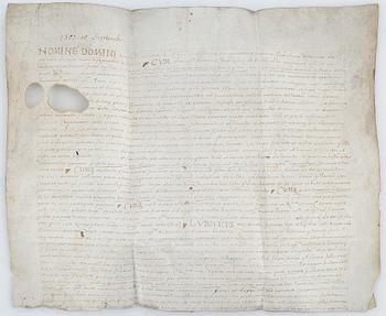 PERGAMENTDOKUMENT, 2 st, daterade 10 september 1507 resp 18 augusti 1519.