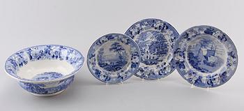 SERVISPORSLIN, 19 snarlika delar, flintgods, Rörstrand, 1800-talets mitt.