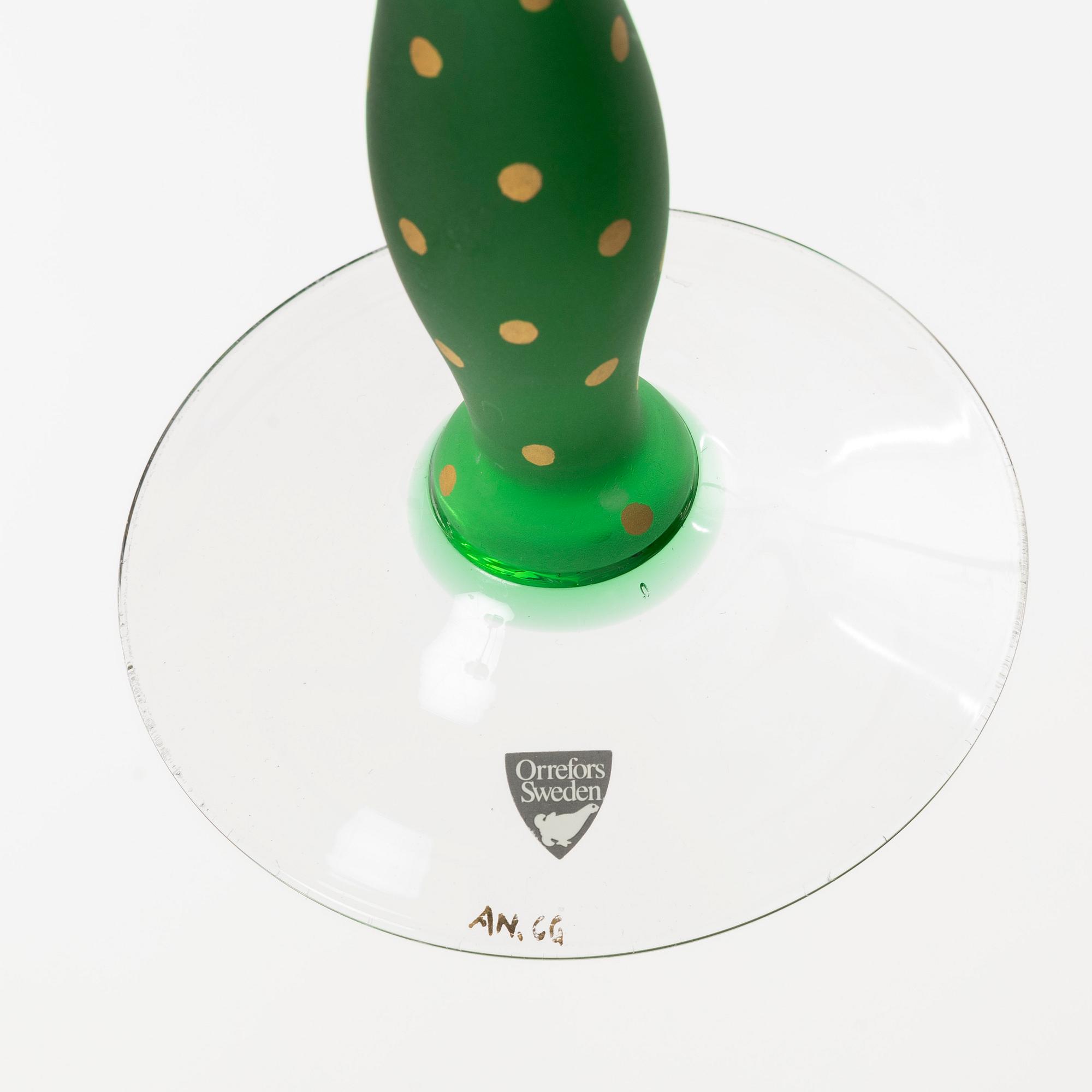 Anne Nilsson, A pair of "Celeste" glass candle holders, Orrefors.