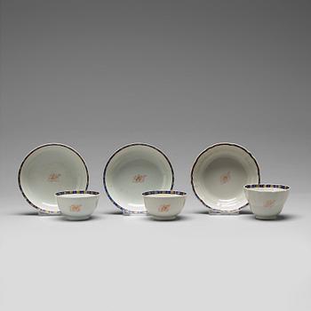 919. A set of three monogram cups, Qing dynasty, 18th Century.