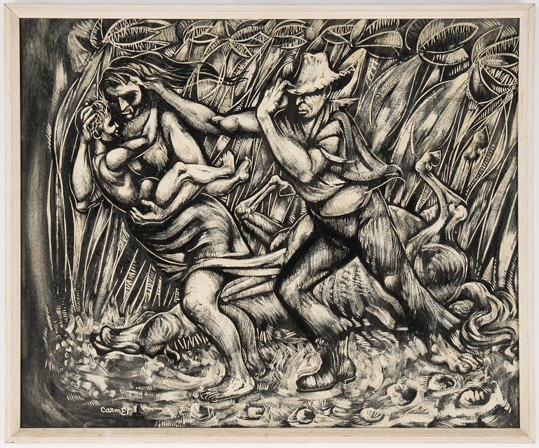 Carmelo Gonzales Iglesias, a hand painted print, signed.