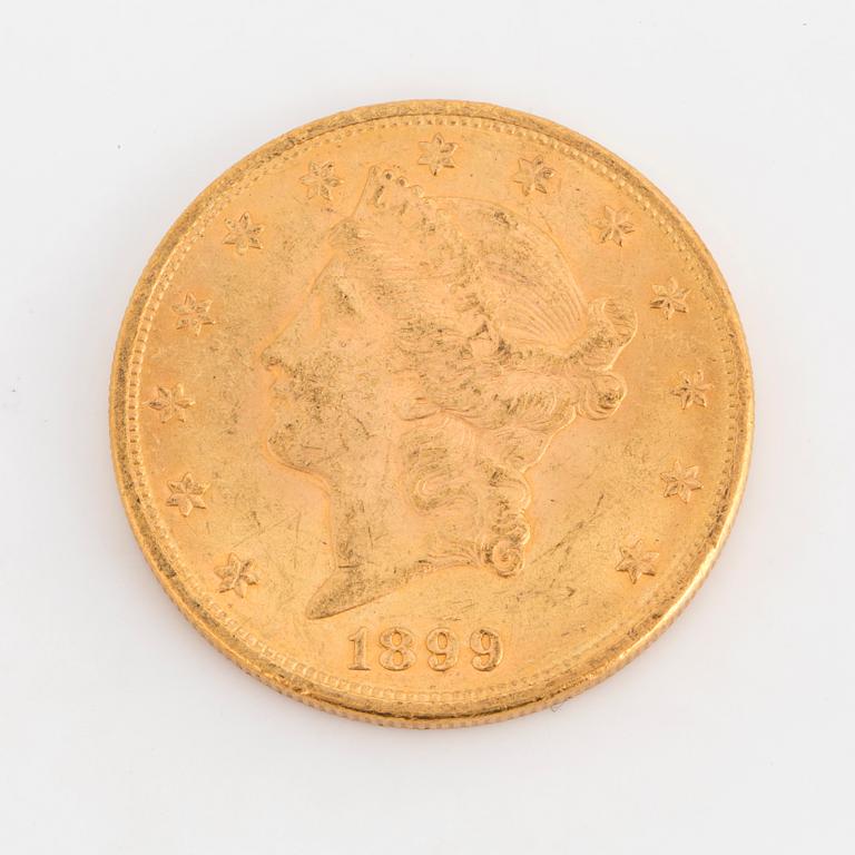 A 1899 20-dollar gold coin.