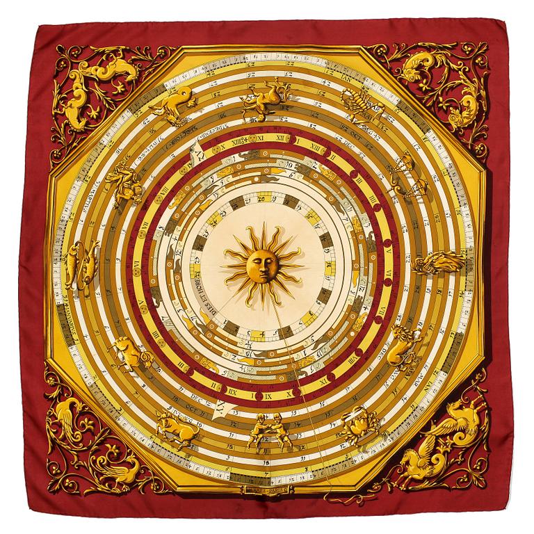 HERMÈS, silk scarf, "Dies et Hore".