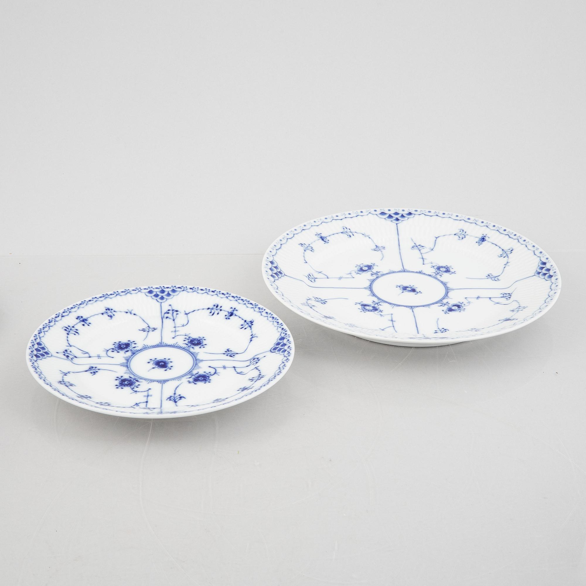 An 80-piece 'Blue Fluted' porcelain dinner and coffee service, Royal Copenhagen, Denmark.