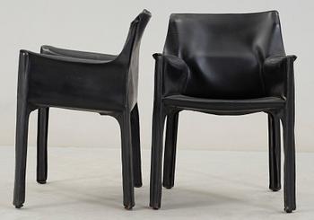KARMSTOLAR, ett par, "CAB", Mario Bellini, Cassina, Italien. Modellen formgiven 1977.