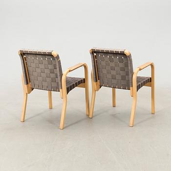 Alvar Aalto, a pair of armchairs model number 45, Finland, late 20th century.