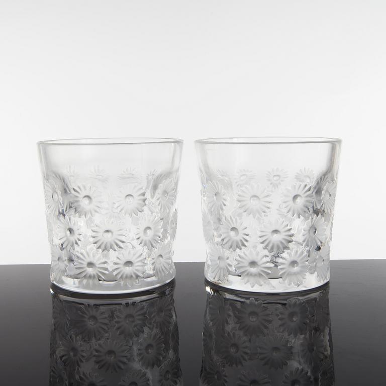 SELTERSGLAS, 8 st, Lalique, Frankrike, signerade, 1900-talets andra hälft.