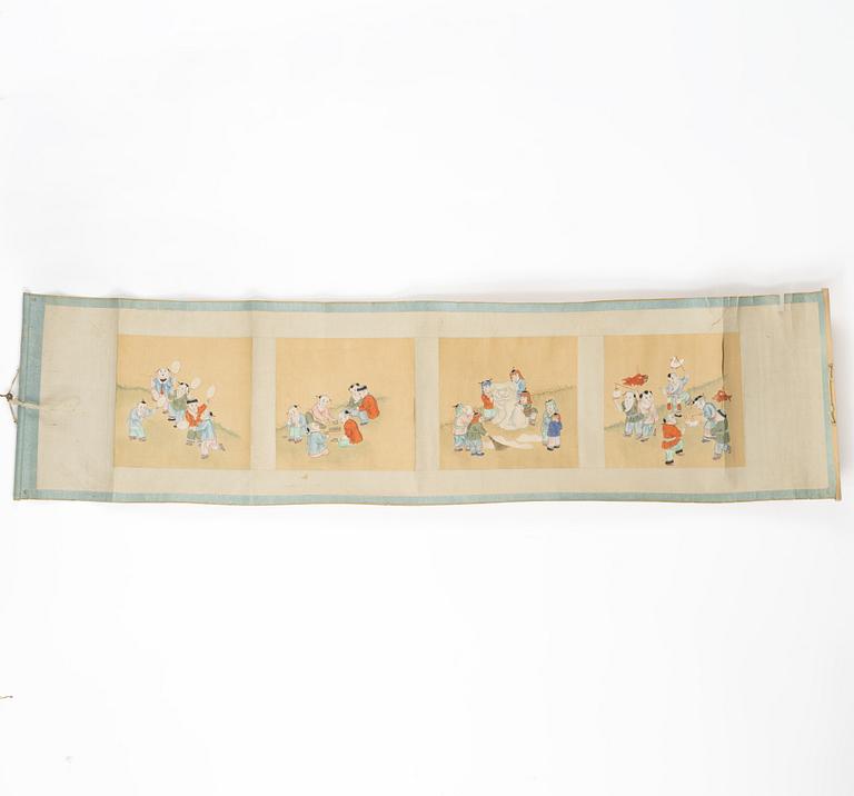A painting of 'boys' at play by anonymous artist, late Qing dynasty.