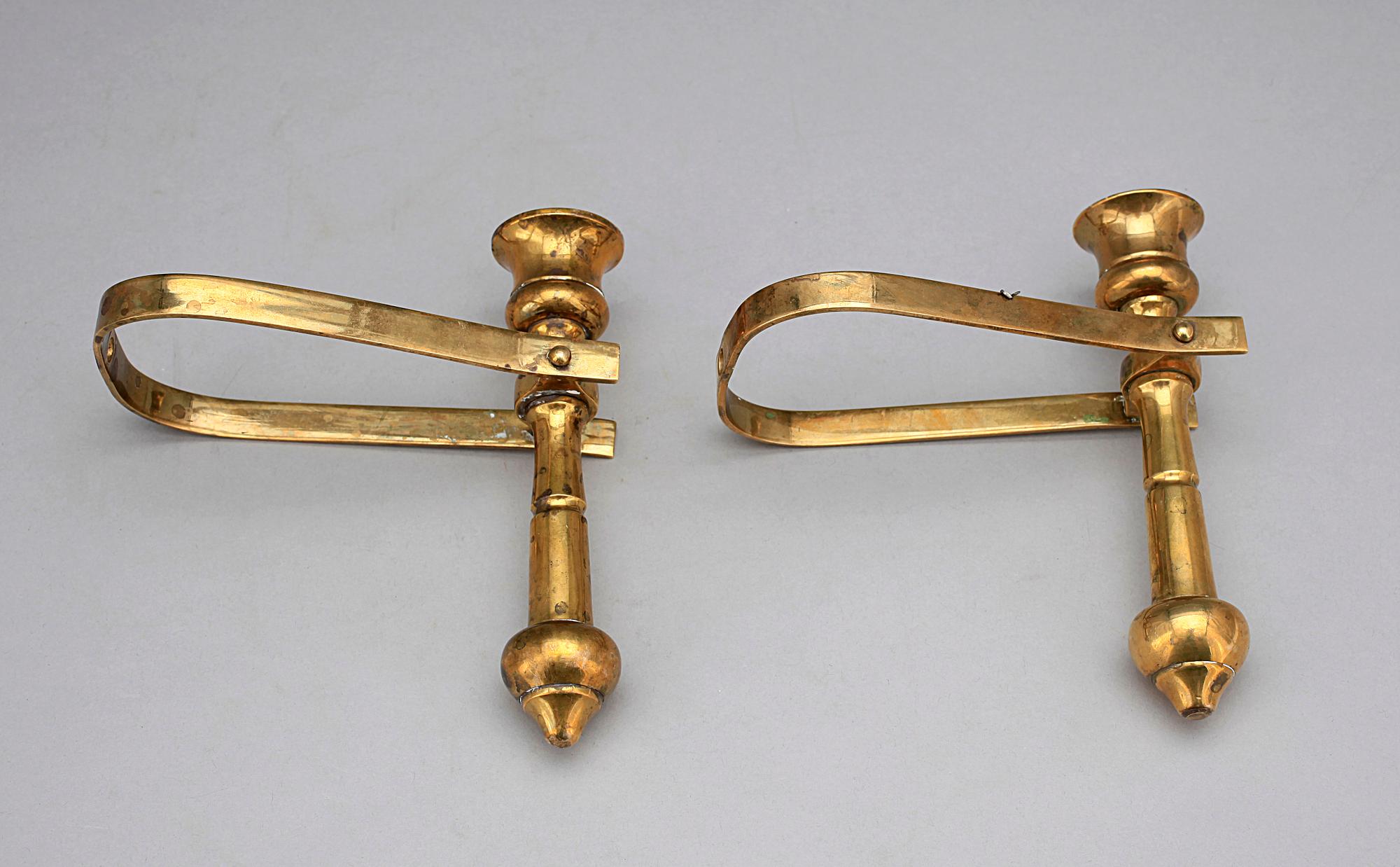SKEPPSLJUSSTAKAR, ett par, mässing, 1800-tal.