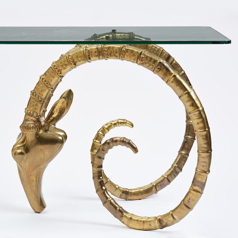 Alain Chervet, a brass and glass 'Ibex' dining table, France, 1970's.