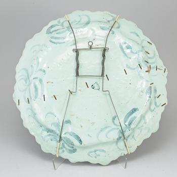 A large Historiato faince dish, late 19th Century.