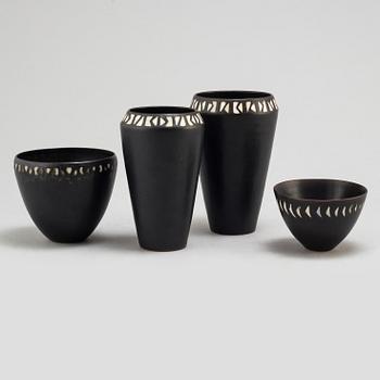 CARL-HARRY STÅLHANE, 2 stoneware vases and 2 bowls, unique,  Rörstrand.