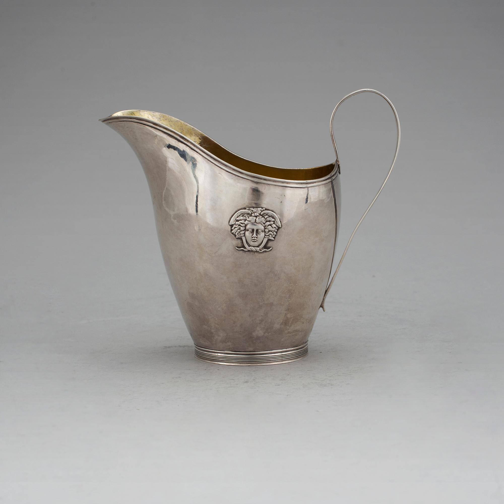 GRÄDDKANNA, silver, empire, Johan Petter Grönwall, Stockholm 1814. Vikt ca 193 g.