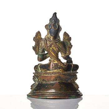 A copper alloy figure of Green Tara, Tibet, 17/18th century or later.