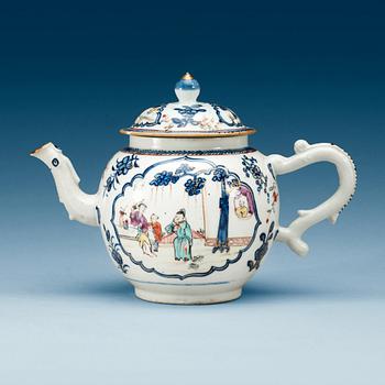 1534. An blue and white and enamel teapot with cover, Qing dynasty, Qianlong (1736-95).