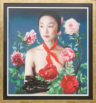 He Hongbei, Woman with Flowers.