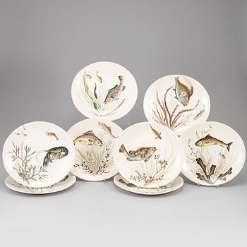 A set of eight fisk plates, "Fish", Johnson Bros, England, second half of the 20th century.