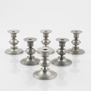 Edvin Ollers, candlesticks 6 pcs, pewter, Stockholm, 1937-1988.