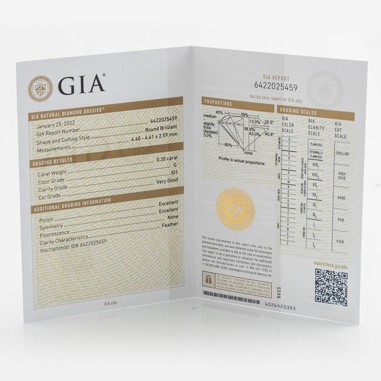 Brilliant cut diamond earrings, with GIA dossier.