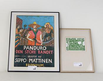 MATTINEN, SEPPO och KASIULIS, VYTAUTAS, affisch resp träsnitt, sign.