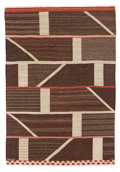 230. Marianne Richter, A CARPET, "Korsvirke, Plommon med rött", flat weave, ca 240,5 x 167 cm, signed AB MMF MR.