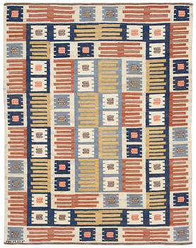 803. RUG. "Porslinsmattan". Rölakan (flat weave). 206,5 x 159,5 cm. Signed AB MMF (AB Märta Måås-Fjetterström).