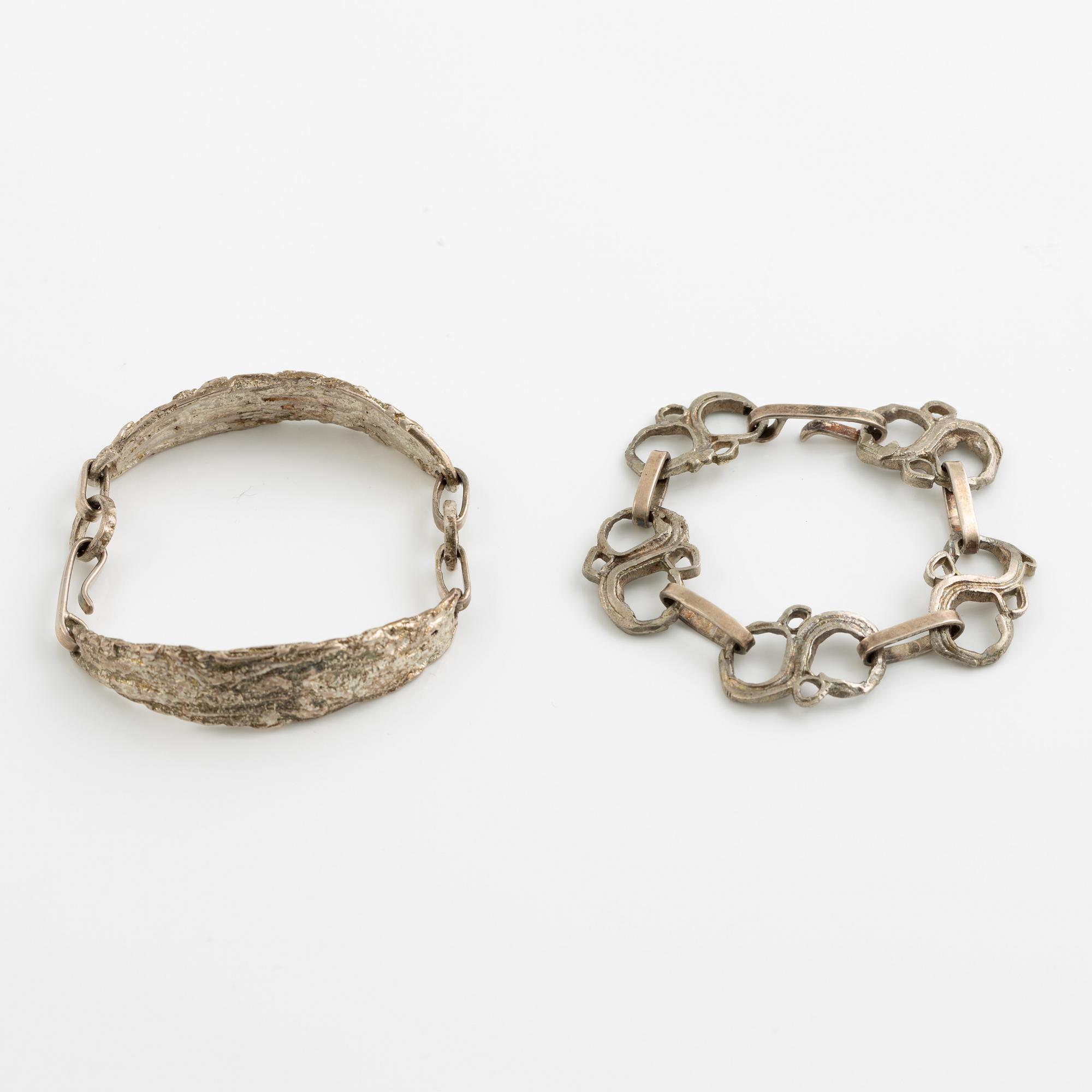 Lars Arby, two bracelets, sterling silver, Gothenburg 1982.