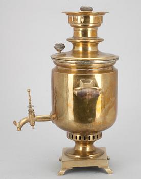 SAMOVAR, mässing, träskaft, Ryssland, Tula, 1800-tal.