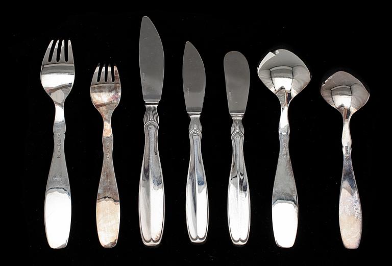 BESTICKUPPSÄTTNING, 51 delar, silver, "Vängåva" GAB  Stockholm 1960-tal. Total vikt ca 1325g (exkl knivar).